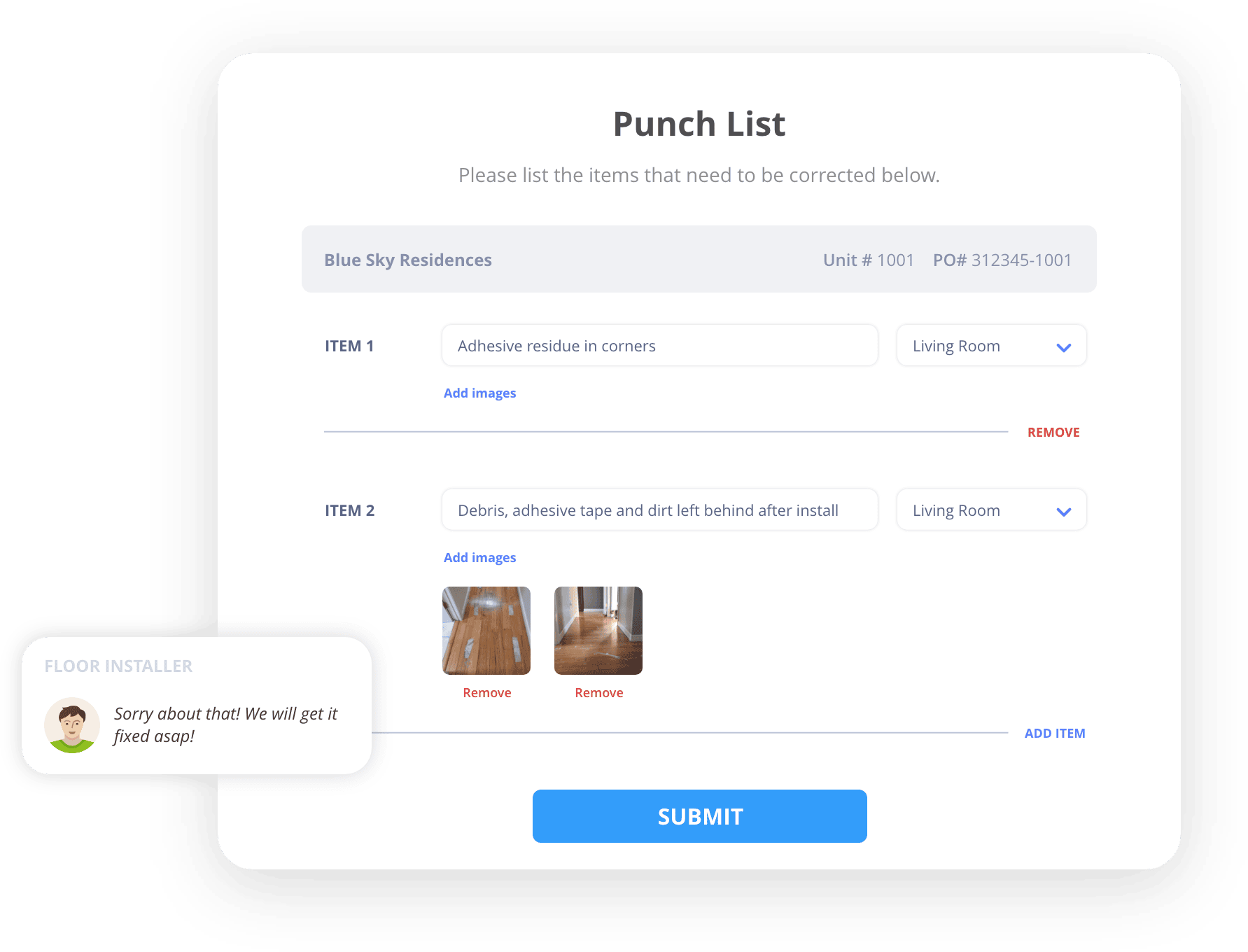 Itemize Punch Lists
